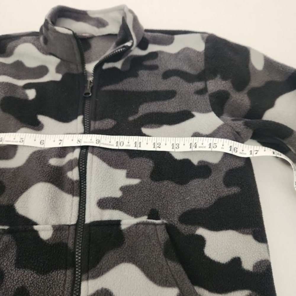 Eddie Bauer Fleece‎ Jacket Kids Size M 10/12 Grey Camo Outdoor Full-Zip Warm - Picture 7 of 8
